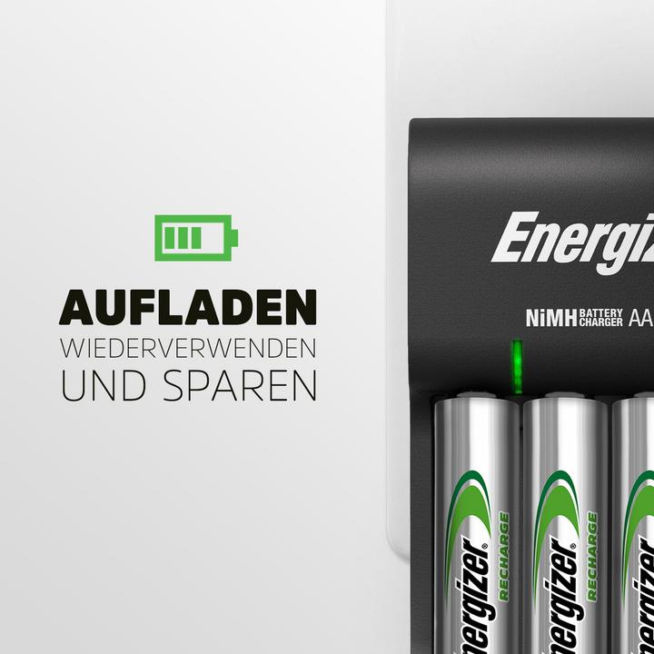 Produktbild Energizer Recharge Base (4 Stk., AA, 1300 mAh, Ladegerät inkl. Akku)