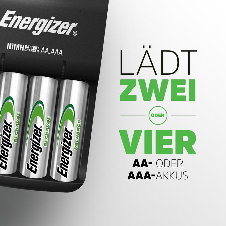 Produktbild Energizer Recharge Base (4 Stk., AA, 1300 mAh, Ladegerät inkl. Akku)