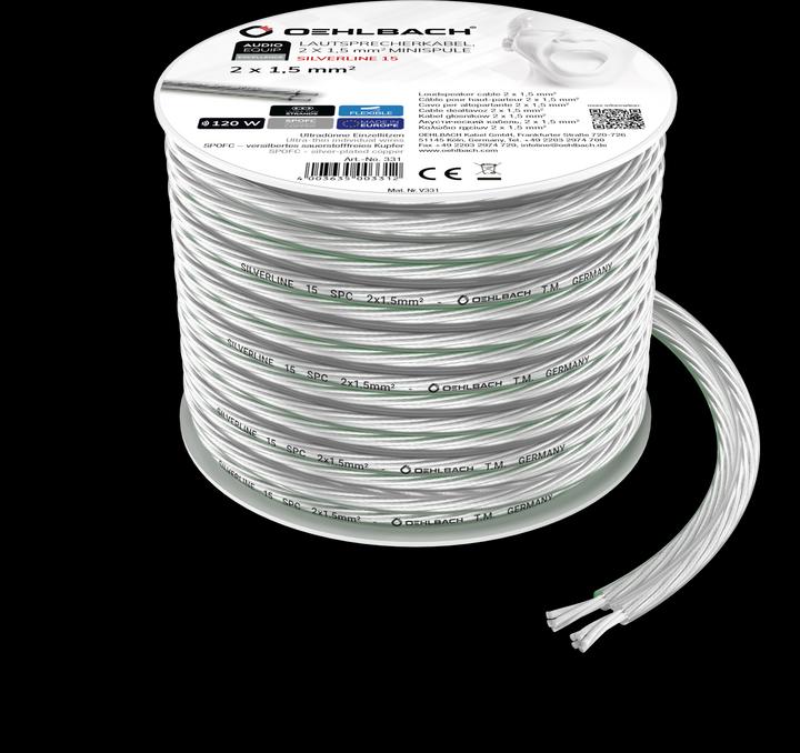 Immagine prodotto Oehlbach Cavo per altoparlanti 2x1,5mm² 4m (4 m, 1.50 mm².)
