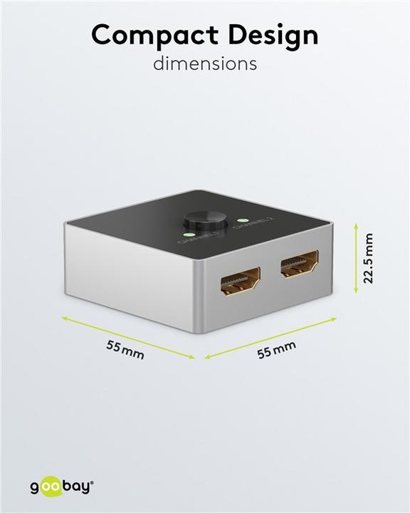 Actual product image Goobay Manual HDMI Switch Box 2 to 1 4K @ 60 Hz