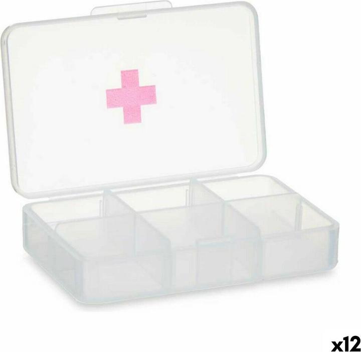 Berilo Pill box with compartments Transparent plastic (11.5 x 18 x 2.2 cm) (12 pieces)