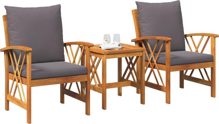 Produktbild VidaXL 3-teiliges Garten-Lounge-Set mit Kissen aus solidem Akazienholz (59 cm)