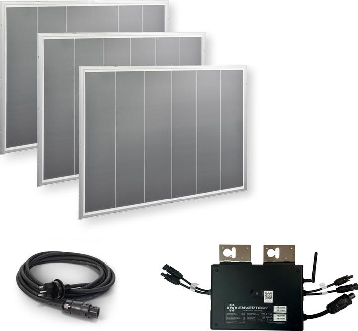 Actual product image Autosolar Balkonkraftwerk mit weiss/grau Nadelstreifen (600 W)