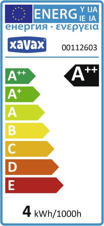 Label énergétique Xavax Lampe à bougie E14 (E14, 4 W, 470 lm, 1 x, E)