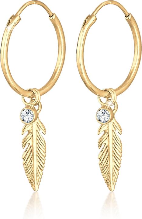 Elli Créole, plume, boucle d'oreille solitaire (Cristal de verre, Argent sterling 925)