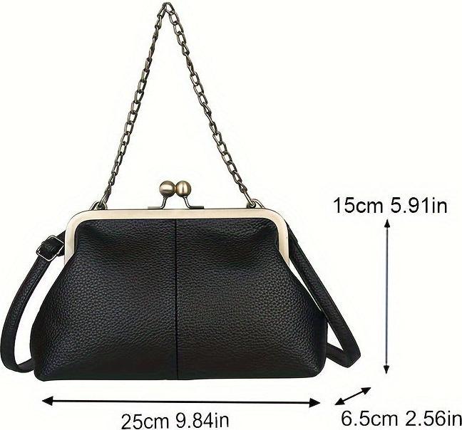Only-Bags.Store Mode Kette Dekor Schulter Crossbody Tasche Vintage Solid Farbe Clip Handtasche