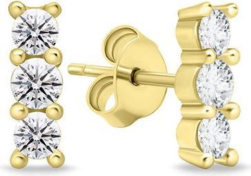 Brilio Silver - Fashion gold plated earrings with clear zircons EA605Y