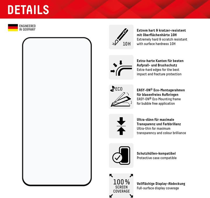 Produktbild Displex Real Glass, Full Cover Panzerglas (1 Stück, Samsung Galaxy A35, Samsung Galaxy A55)