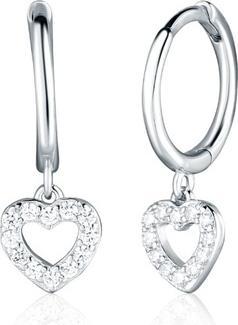 JVD - Silver hoop earrings Hearts with zircons SVLE2611X86BI00