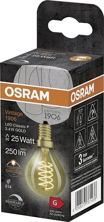 Actual product image Osram Vintage 1906 (E14, 3.40 W, 250 lm, 1 x, G)