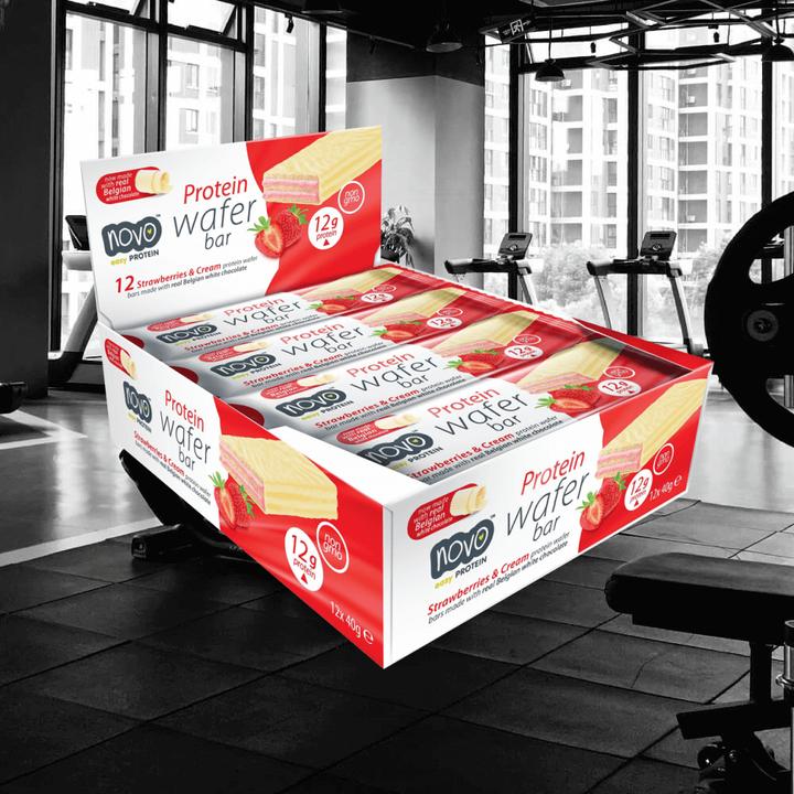 Image du produit Novo Barre de gaufrettes protéinées (Fraise & Crème, 12 pcs, 605 g)