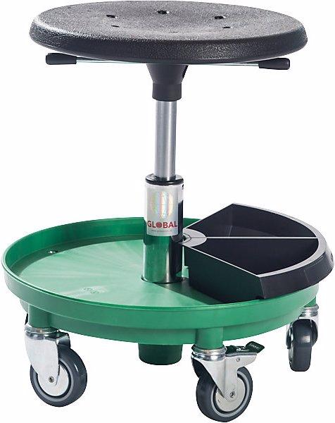 Produktbild Global Stole Montagehocker mit Ablage, Gasfeder-Höhenverstellung 380 bis 510 mm, grün