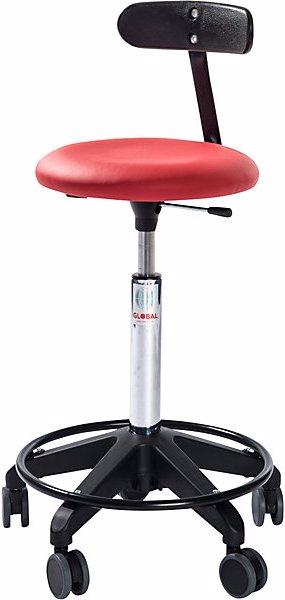 Image du produit Global Stole Tabouret réglable en hauteur, avec roulettes et dossier, rouge, hauteur 460 -
