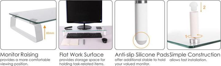 Image du produit equip Réhausseur de table pour moniteur jusqu'à 20kg Table en verre blanc