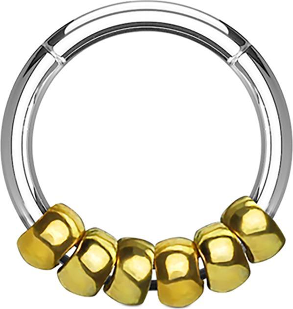 Immagine prodotto Star Piercing Anello a micro segmenti con cerniera in argento e perline in acciaio placcato oro (Acciaio chirurgico 316L, senza ottone)