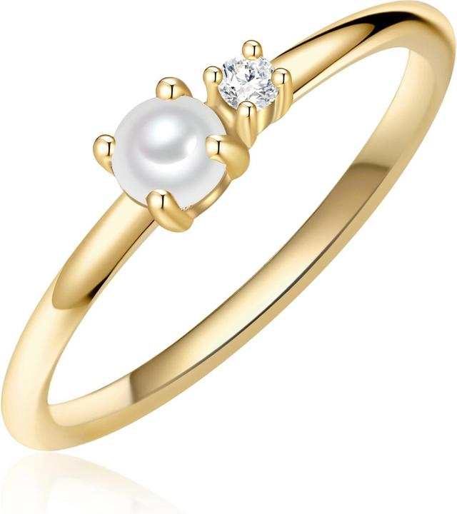 Immagine prodotto Glanzstücke München Donna Argento 925 Cubic Zirconia Perla d'acqua dolce coltivata Oro giallo - 31514 (58, 925 Argento)