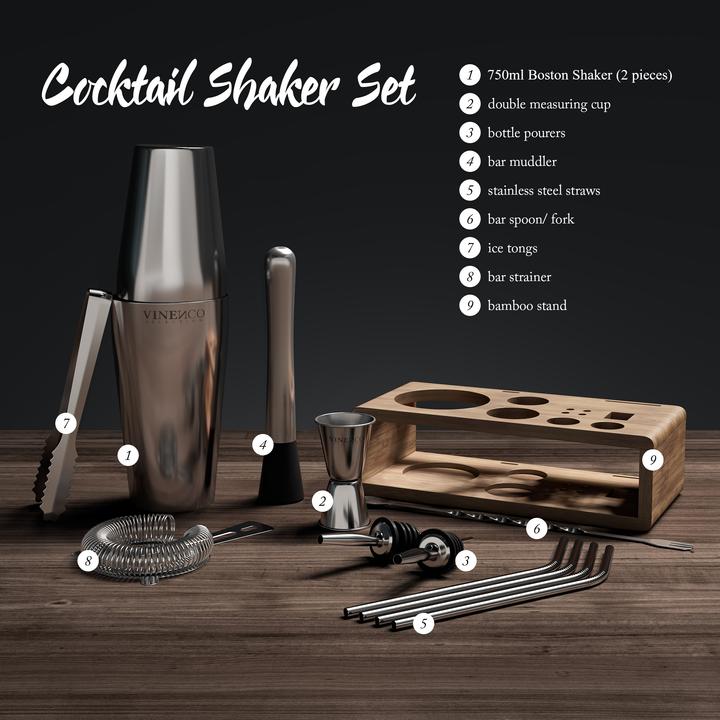 Actual product image Vinenco Boston Cocktail Shaker Set (Cocktail set)