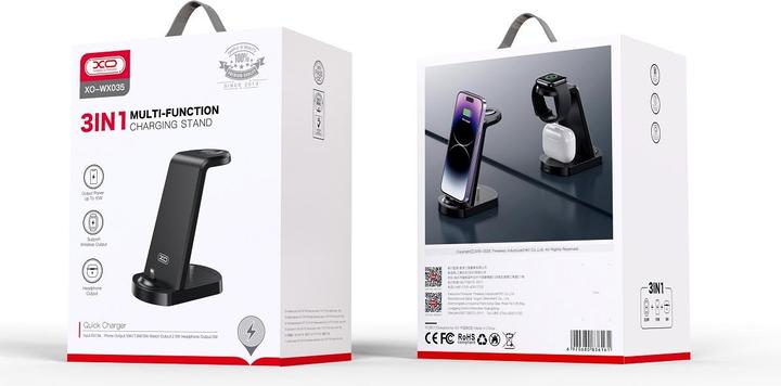 Image du produit xO Station de recharge WX035 avec connecteur Lightning 15W noir 3en1