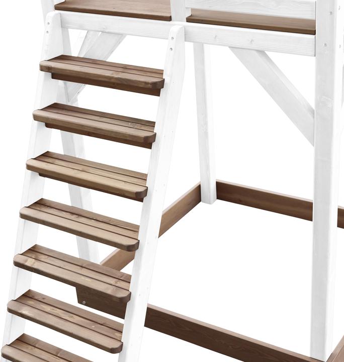 Produktbild Axi Beach Tower Spielturm mit Doppelschaukel Braun/weiss - weisse Rutsche