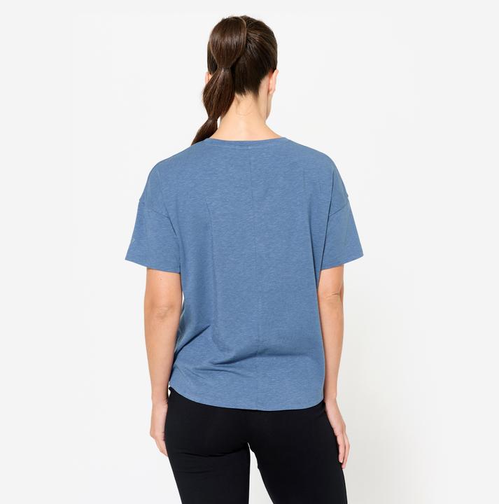 Actual product image Kimjaly Women's Short-Sleeved Yoga T-Shirt - Dark Blue (S)