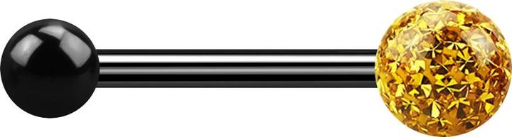 Star Piercing Barbell schwarz mit Kugel und Kristallkugel topaz Epoxy Schutzschicht (ohne Messing, Titan G23)