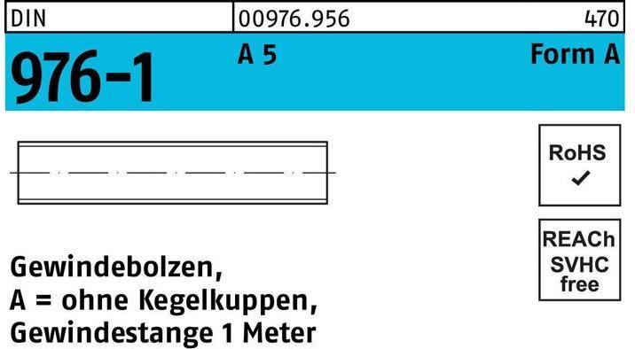 Productafbeelding Schroefdraadbout DIN 976 zonder tapse uiteinden AM 10 x 1000 A 5