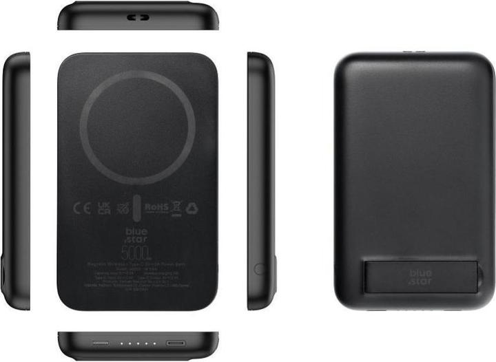 Actual product image Power bank Blue Star BLUE STAR powerbank 5000 mAh compatible with MagSafe 2A 5W W0553 black (5000 mAh)