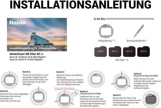 Produktbild Haida Nano Pro Einschub ND Filter Kit Sony FE 14mm f. 1.8 GM (ND- / Graufilter)