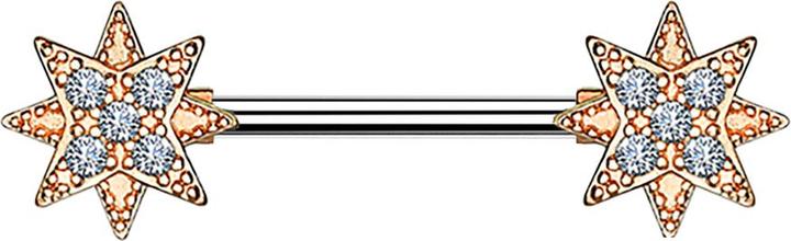 Image du produit Star Piercing Barbell 14k vergoldet Stern mit Kristall (Laiton, Acier chirurgical 316L)