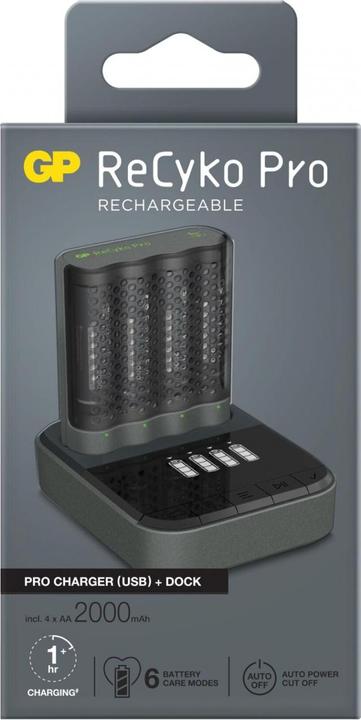 Image du produit GP Batteries ReCyko Pro Dockingstation + 4Port Ladeger./4xAA NiMh 2100mAh (1 pcs, AA, AAA, Piles rechargeables + chargeur)