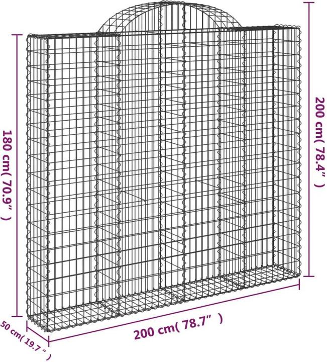Produktbild VidaXL Gabionen mit Hochbogen 11Stk. 200x50x180/200cm Verzinktes Eisen