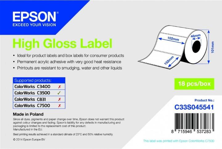 Epson High Gloss Label 102 mm x152 mm