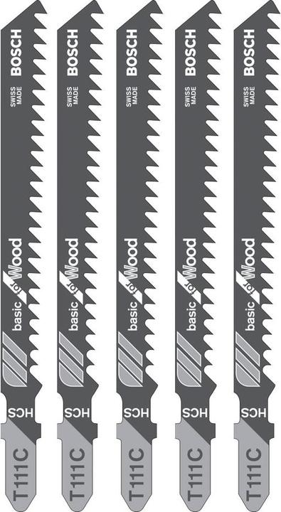 Image du produit Bosch Professional Zubehör Lame de scie sauteuse T 111 C Basic for Wood, pack de 5