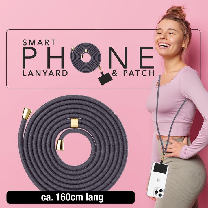 Immagine prodotto Nalia Handyband + Pad für Hülle zum Umhängen, Karabinerhaken Anhänger aus Metall (gold)