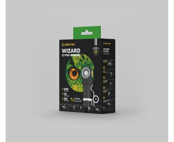 Image du produit ArmyTek Wizard C2 Pro v4 Magnet USB+ABM01+18650 / XHP50.2 White / 2500 lm / TIR 70°:120° / 1x1865... (11.20 cm, 2500 lm)