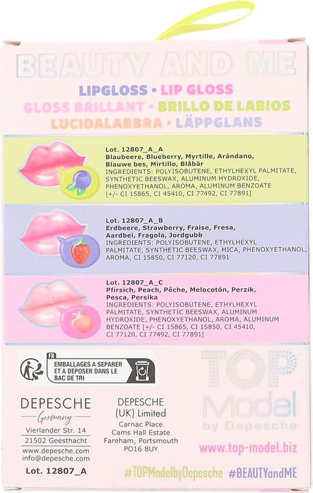 Nutritional values and ingredients Depesche TOPModel Lip Gloss Set BEAUTY and ME ( 0412807 )