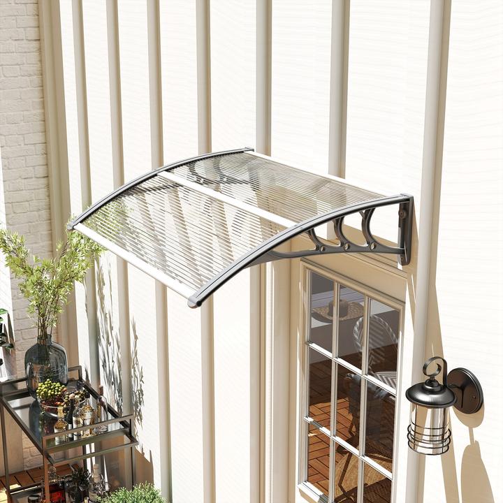 Produktbild Outsunny Vordach für Haustür Polycarbonat Silber