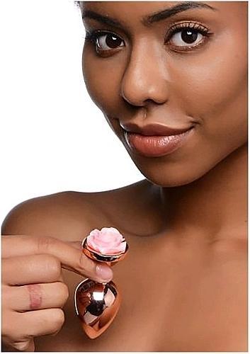 Actual product image XR Brands Pink Rose Butt Plug Rose Gold - Medium