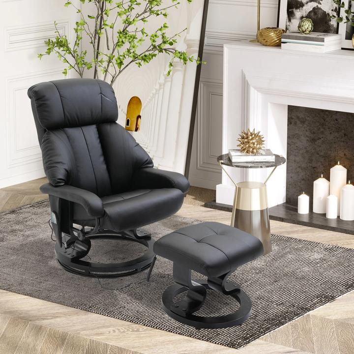 Image du produit Swisshandel24 Fauteuil de massage Repose-pieds Noir Fauteuil de relaxation Fauteuil de télévision électrique avec