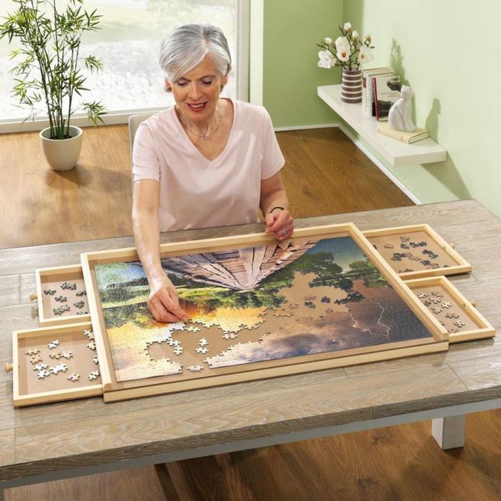 Produktbild Hermex Puzzlebrett mit Auszügen Puzzletafel Puzzleunterlage (1000 Teile)