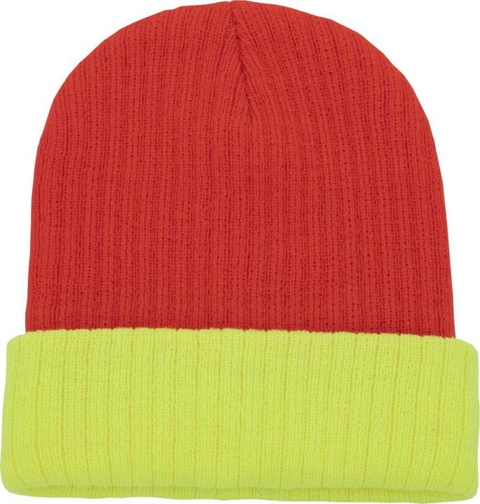 Actual product image Korntex Strickmütze „Metz“ - Hauptfarbe Orange, Umschlag in Gelb