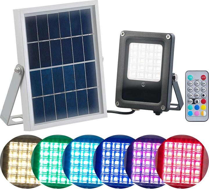 Actual product image Luminea Outdoor Solar LED Floodlight with Remote Control & Timer (IP65)