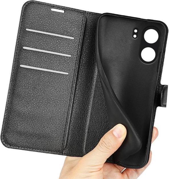 Actual product image MU Classic Litchi Leather Bookcover Series (Xiaomi Poco C65, Xiaomi Redmi 13C)