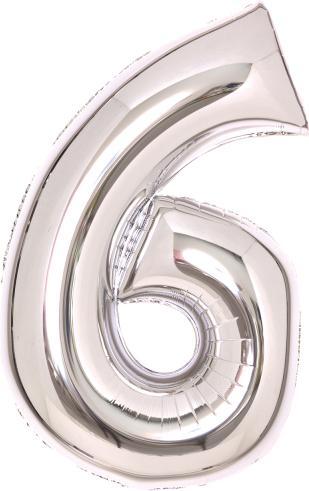 Produktbild Amscan Folienballon silber, 66cm, Nummer 6 (1 x)