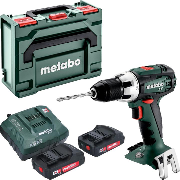 Metabo BS 18 LT cordless drill driver 18 V 60 Nm + 2x rechargeable battery 2.0 Ah + charger + metaBOX (Rechargeable battery operated)