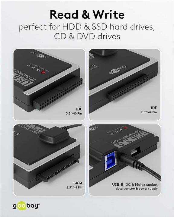 Produktbild Goobay USB 3.0 Festplattenadapter für IDE und SATA