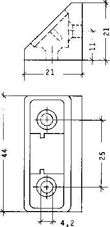 Actual product image EBB Universal cupboard connector, 21 x 21 x 44 mm, white plastic (100 pcs.)