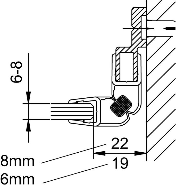 Actual product image Dormakaba GRAL PROVITRIS mounting profiles for shower door seals
