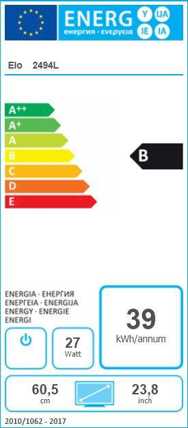 Label énergétique ēlo ET2494L IntelliTouch Dual Touch (1920 x 1080 pixels, 23.80")