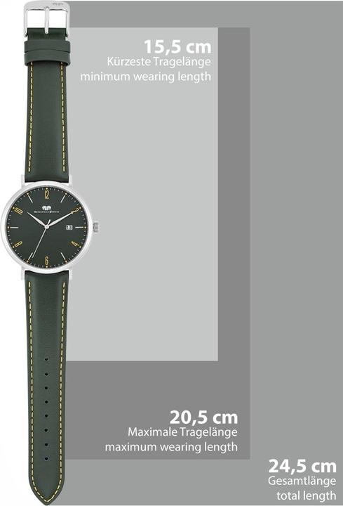 Immagine prodotto Orologio al quarzo Arakon II in vera pelle argento - 34072 (Orologio da polso analogico, 42 mm)